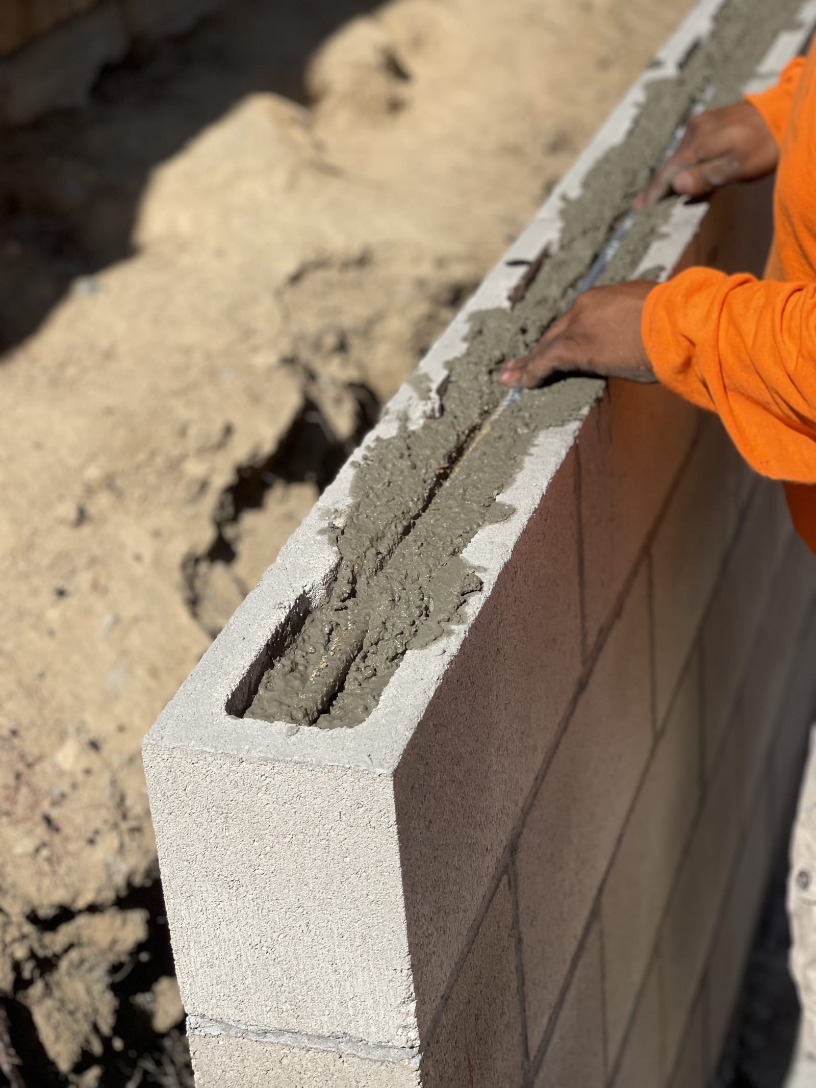 CMU Wall Grout Fill — foundation concrete work by James Z. Concrete & Construction
