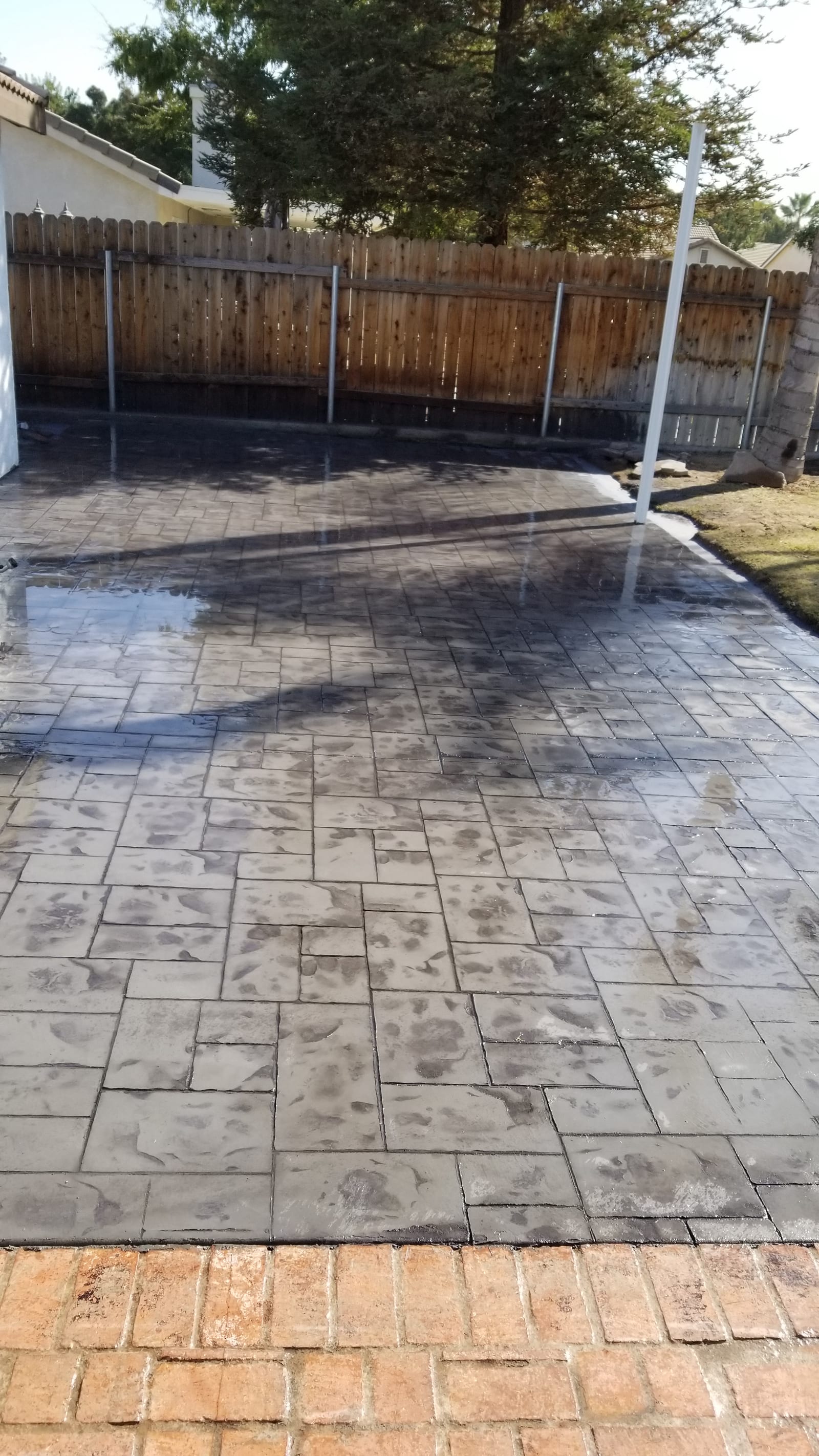 Stamped Ashlar Patio — decorative concrete work by James Z. Concrete & Construction